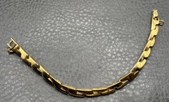VINTAGE Monet 80s 6MM Geometric Link Gold Tone Bracelet 7” READ