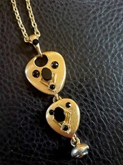 Casual Corner Gold and Black Rhinestone Dressy Pendant Necklace