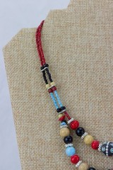 Glass & Metal Bead Necklace, Double Strand, 39gr