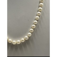 Vintage 14K Yellow Gold Clasp Hand Knotted Cultured Cream Pearl Necklace As Is