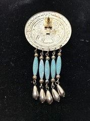 Vintage High End Fashion Jewlery Southwestern Silver Turquoise Pierced Earrings