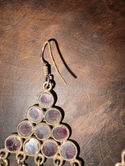 Vintage .925 Sterling Silver Grape Cluster Style Dangle Earrings Genuine Garnets