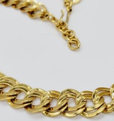 MONET Necklace Gold Tone Double Oval Link RARE Statement Runway Vintage 21 in