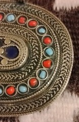 Vintage Tibetan/Himalayan Silver Alloy Coral and Turquoise pendant-28.9g