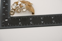 Antique Vintage Gilt Filigree Brooch Cut Crystal Drop European Design Statement