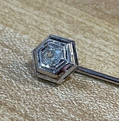 ANTIQUE ART DECO LADY’S 1/4 CT DIAMOND STICK PIN 18K WHITE GOLD GAL CERT EX COND