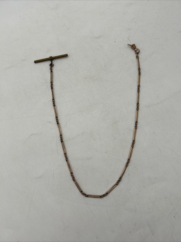 Antique Bronze Pocket Watch Fob Chain 14.5”- Broken End