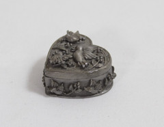 Torino Pewter Heart Birds Trinket Box W/ NECKLACE Earrings Brooch COMPLETE SET!