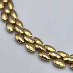 Vintage Revlon Gold Tone Double Row Navette Link Bracelet Fold Over Clasp 7.5 in