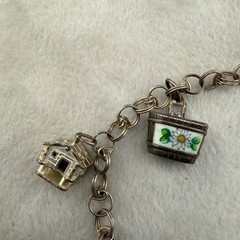 Vintage Signed 800 Silver Charm Bracelet Travel 8”