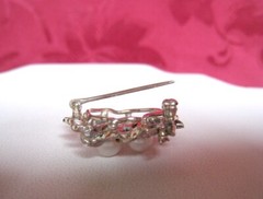 ANTIQUE PLATINUM .50 CTW OLD MINE DIAMOND & AAA PEARL FILIGREE PIN BROOCH 6.7 GR