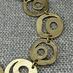 Vintage Bracelet Matte Gold Tone Double Rings Adjustable Length