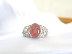 DJoy Sterling Silver 925 Pink Tanzanian Natronite Ring Size 7