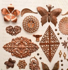 100 Years OLD! Vintage Miriam Haskell Jewelry Brass Stampings Brooch Parts Lot