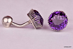 RARE Antique Sterling Silver Amethyst Cufflinks Cuff Links Approx 5ct Each
