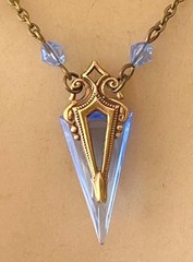 Vintage Necklace Art Nouveau Pendant Sap-phire Blue Antique Czech Glass