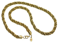 Vintage Lanvin Paris Chunky Gold Tone Beaded Rope Chain 24″ Necklace