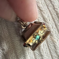 Victorian RARE 9.64g Gold Fill 3” FOB Paste Stone Dog Head Rose GF 26” Necklace