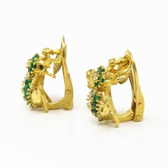NYJEWEL Samuel B Behnam BJC 14k Gold Emerald Diamond Bee Clip On Earrings