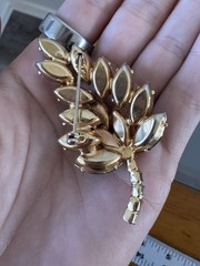 Vtg D&E Delizza Elster Juliana Brooch Earrings Peacock Blue Green Rhinestone