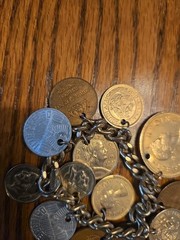 Charm Bracelet World Coins Queen Elizabeth The Second