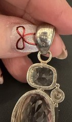Vintage Artisian 925 Pendant With Light Purple Stone & Pearl Accent