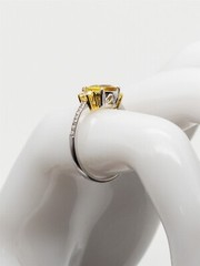 $9000 4ct Yellow Sapphire FANCY INTENSE YELLOW VS Diamond 18k White Gold Ring