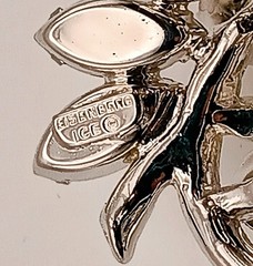 Vintage Eisenberg Ice Rhinestone Brooch Signed Layered Leaf Design