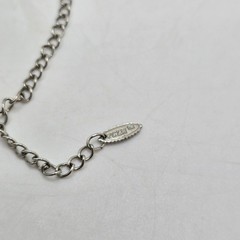 Vintage Puffy Heart Pendant Necklace Silver Tone Signed VCLM Long Chain 32in