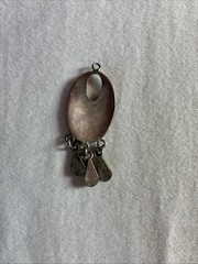 VTG Alpaca Mexico White Enamel Mother Of Pearl Abalone Inlay Pendant