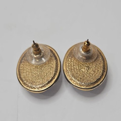 Vintage Style Pierced Earrings Gold Tone Faceted Clear Crystal Cabochons