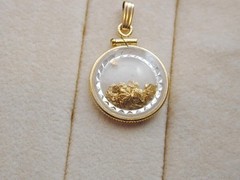 Natural Gold mining Placer Nuggets Pendant & Pierced Earrings Set GF Setting