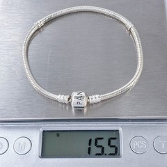Pandora Moments Barrel Clasp Snake Chain Sterling Silver 925 Bracelet 7.5″