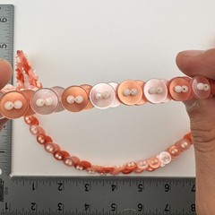 Vintage Pink Peach Button Disc Faux Pearl Bead Long Necklace 32 Inch Costume Vtg