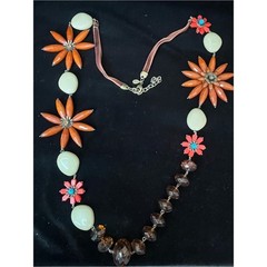 Joan Rivers Orange and Cream Boho Floral Statement Necklace 1709