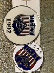 USET Equestrian Team Lettered Pin Red, White Blue Gold Tone Set Of 6 Plus 2 More