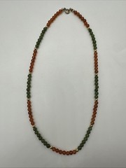 Vtg Jade Carnelian Gold Filled Beads Necklace Choker. 17” long. See pics.