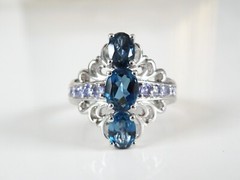 Vintage Sterling Silver 925 Heated London Blue Topaz Tanzanite Ring Size 8