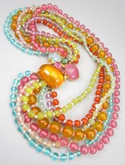 COLORFUL MIMI D N BRANIA BAKELITE & PLASTIC BEAD STATEMENT NECKLACE