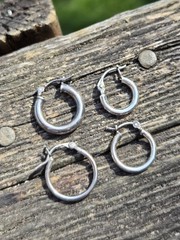 Vintage Sterling Silver Single Hoop Earrings Lot Small Dainty 925 Cartilage