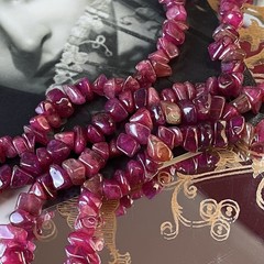 Vtg 36” Amethyst Chip Necklace – Polished Purple Gemstone – Presidium Tested