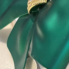 Vtg Tona Bow Ribbon swarvorski Crystal Satin Metal Brooch Earring Set Signed