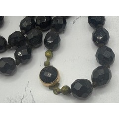 Vintage Made in Austria 56″ Black Faceted Glass Bead Necklace Signed