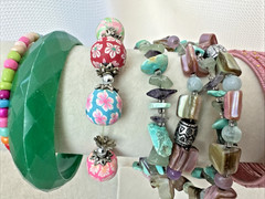Fun Acrylic fimo texture *25 Bracelets* 1980s 1990s Jewelry Lot rainbow bangles