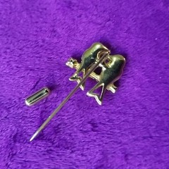 Crystal Lovebirds Pin on a Gold Tone Branch Push Pin Vintage 1990’s EUC