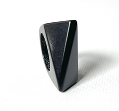 Vintage Lucite Ring 5.75 Black Asymmetrical Rectangle Modern Chunky Statement