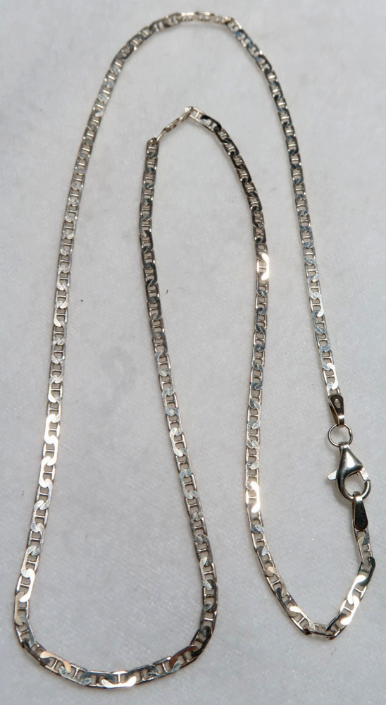 VINTAGE STERLING SILVER MARINER ANCHOR CHAIN NECKLACE ~ 19″ LONG ~ SIGNED: 925