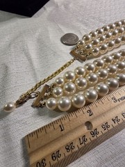 Vintage 3 Stran Faux Pearl Necklace With Adjustable Length