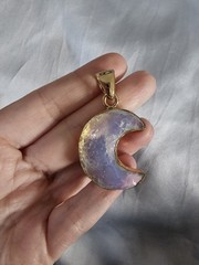 Charles Albert Opalite Glass Textured Alchemia Crescent Moon Pendant