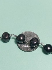 Peacock Baroque Pearls Necklace Dark Purple/Blue/Grey-Vtg 17.75″Sterling Silver